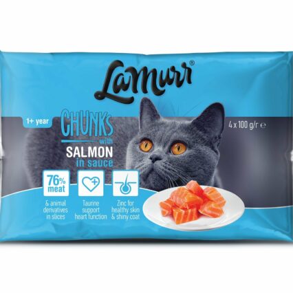 LaMurr konservuotas kačių ėdalas su lašiša padaže, 4x100g
